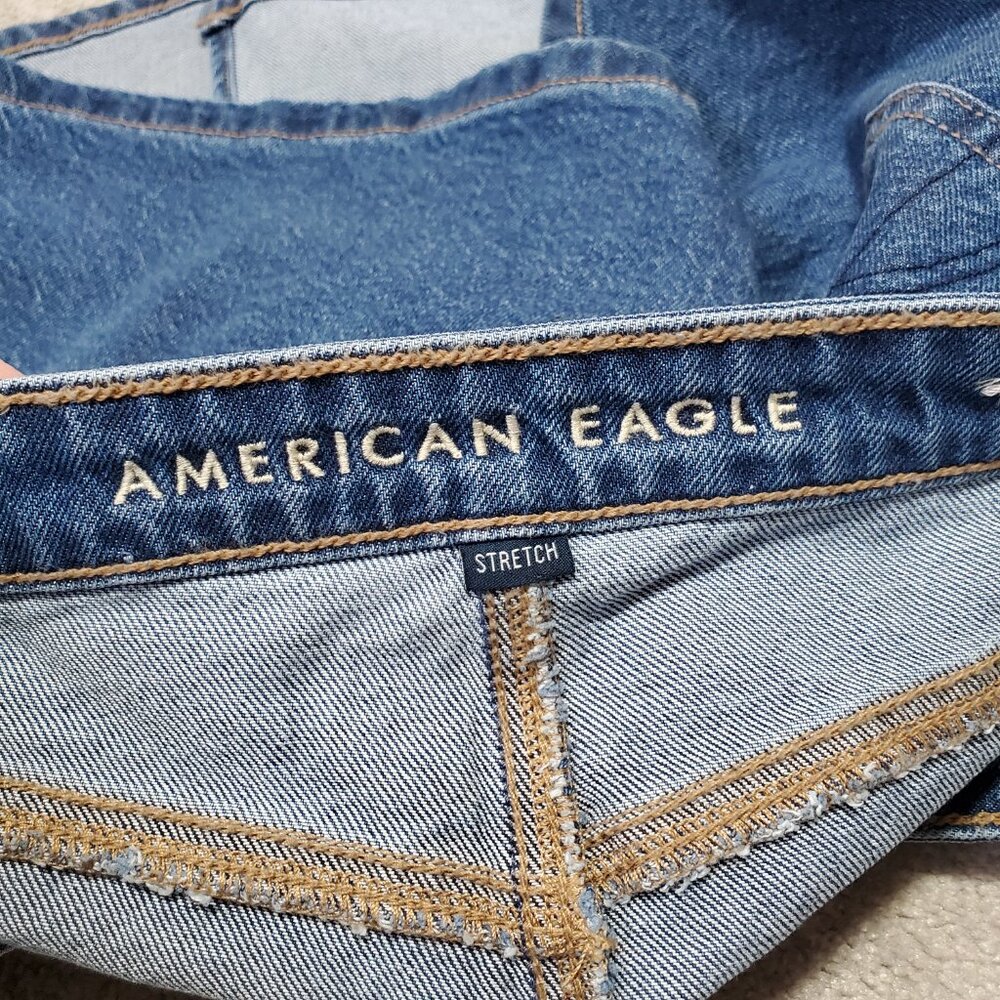 AMERICAN EAGLE AE Stretch Crossover Mid-Rise Mini Skirt Denim Jean Blue Womens 6 - Picture 8 of 13